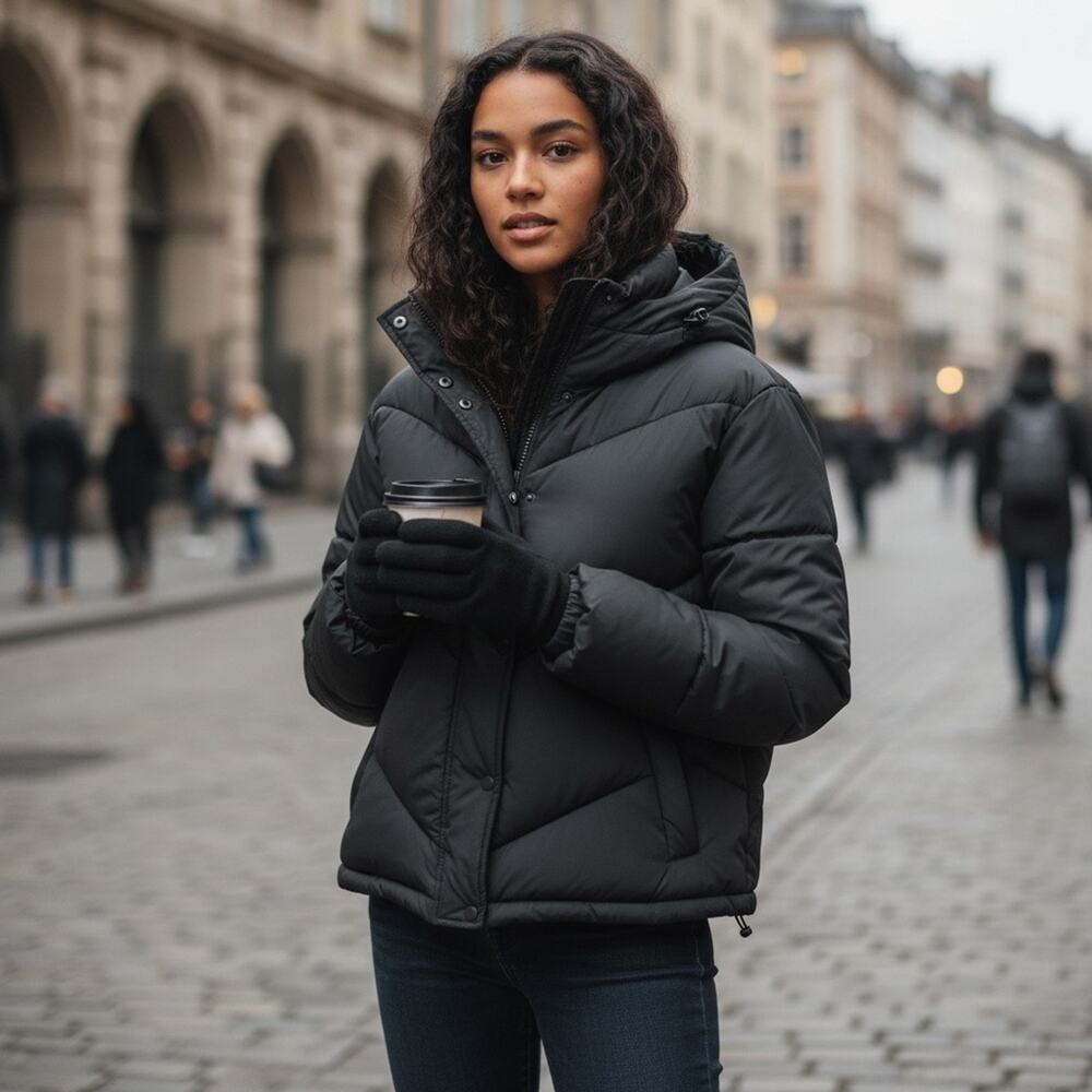 STOLEN HEARTS by SEBBY Women’s Small Gray Puffer Jacket with Hood ⭐️